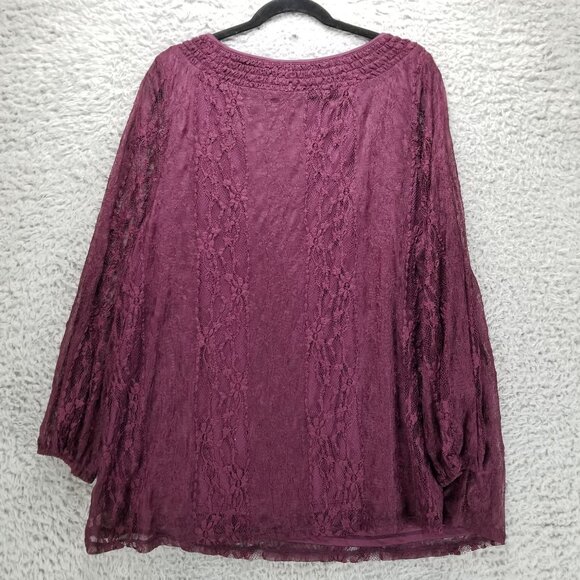 Style & Co Shirt Womens 3X Purple Layered Lace Smocked Scoop Neck Blouse - Picture 9 of 10